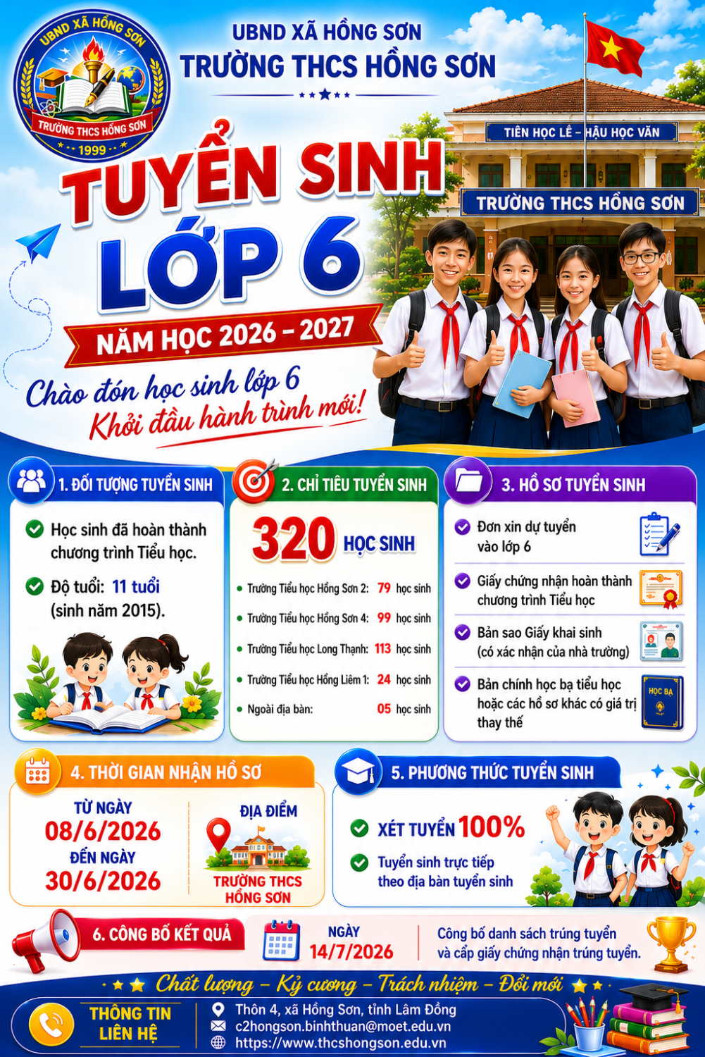 Tuyển sinh lớp 6 năm học 2026 2027