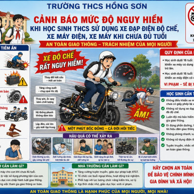 Cảnh báo mức độ nguy hiểm khi học sinh THCS sử dụng xe đạp điện độ chế, xe máy điện và xe máy khi chưa đủ tuổi