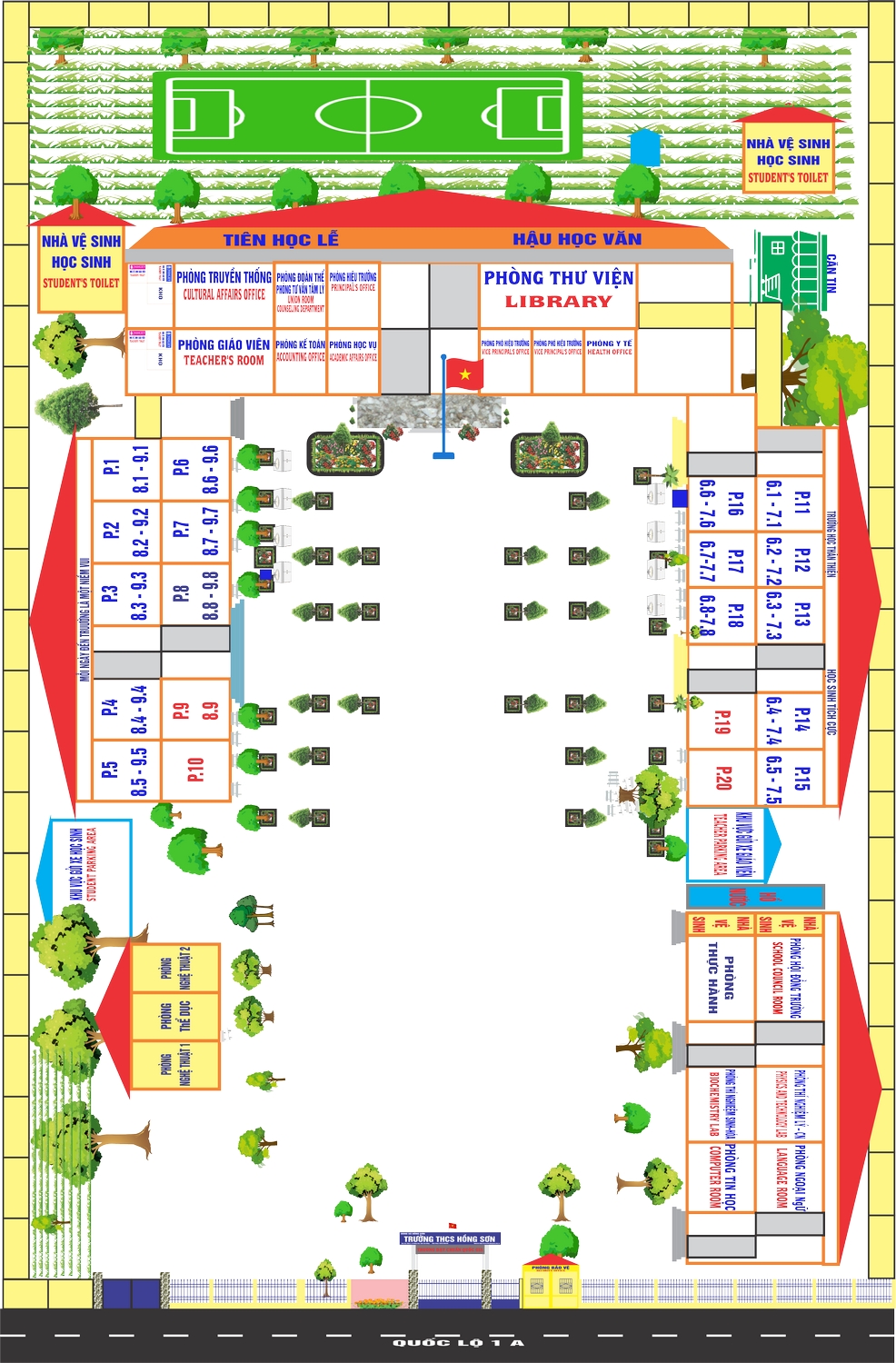 Sơ đồ trường THCS Hồng Sơn, năm học 2025-2026